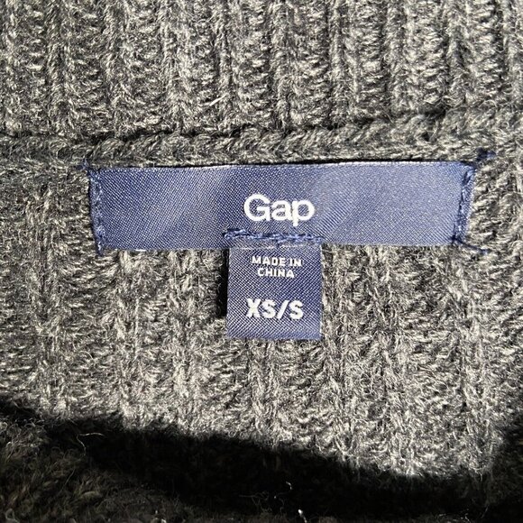 Gap Gray Wool Blend 1/4 Zip Sweater Poncho Cape Women XS/S - Picture 4 of 5